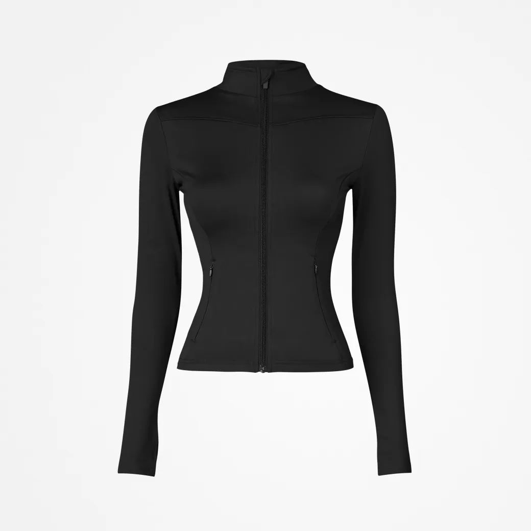 Sportjacke Damen mit Reißverschluss aus recyceltem Polyamid