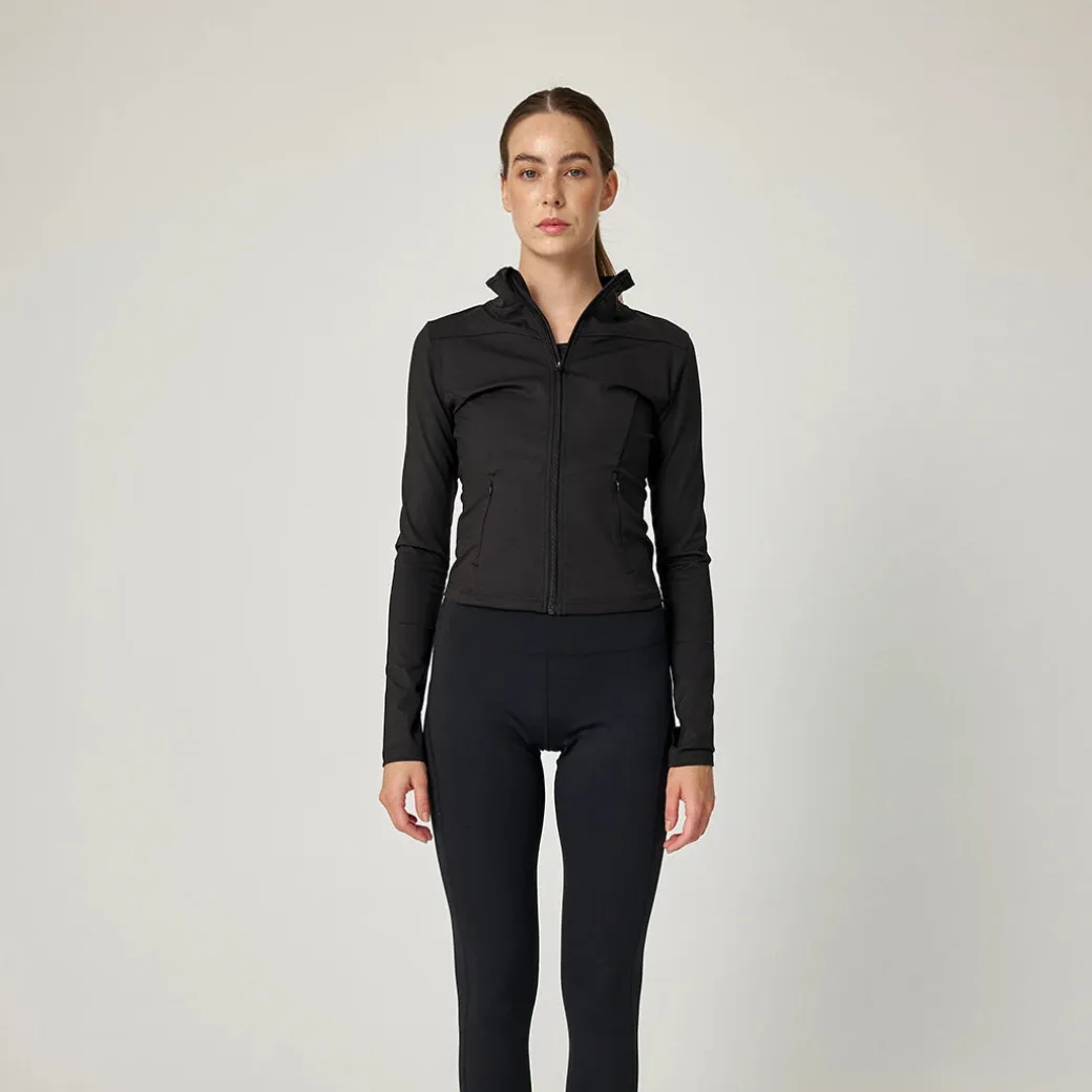 Sportjacke Damen mit Reißverschluss aus recyceltem Polyamid